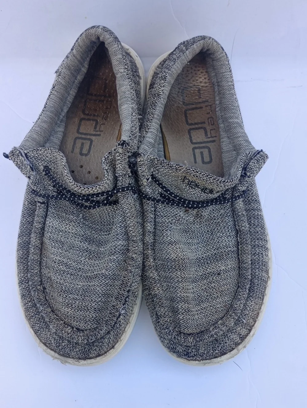 Hey Dude Wally Youth 6-7 EU 38 Stretch Ying Yang Knit Slip-On Comfort Shoes Grey